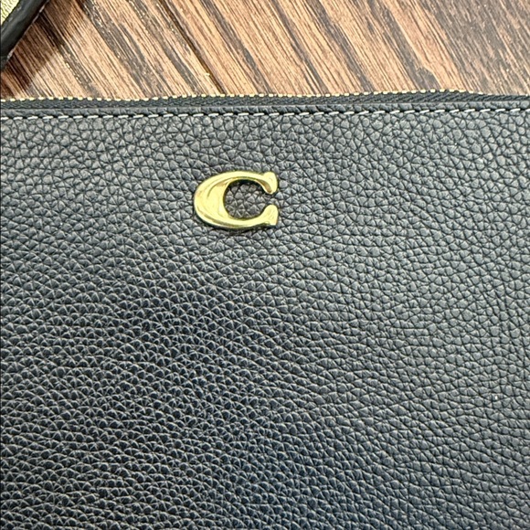 Black Leather Coach Wristlet - Picture 2 of 5